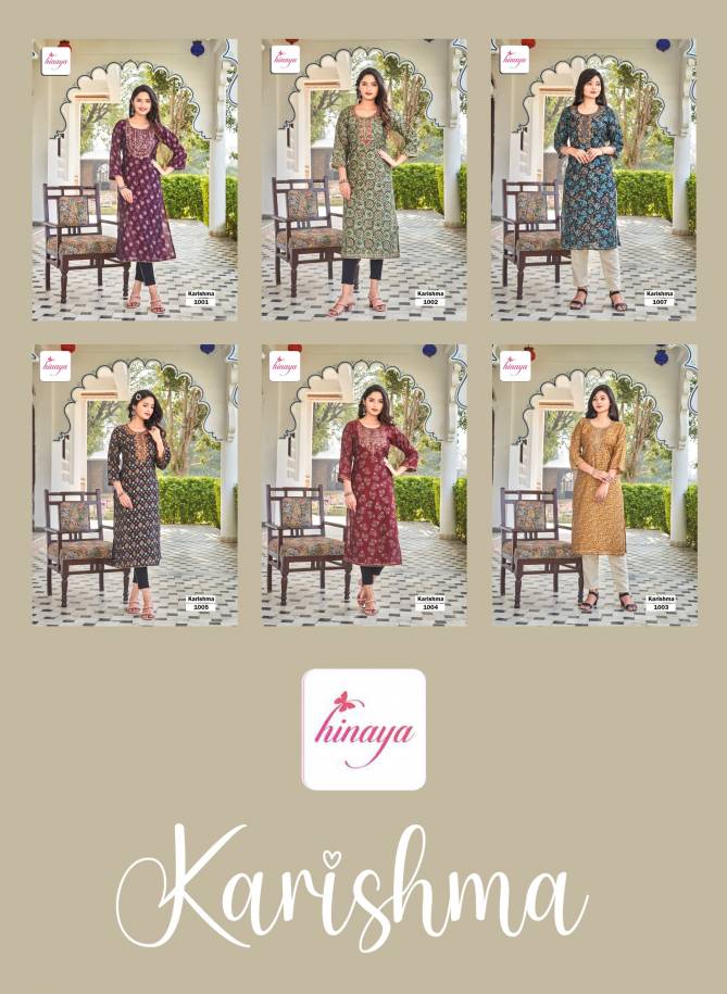Karishma By Hinaya Modal Foil Printed Kurtis Wholesale Clothing Suppliers In India